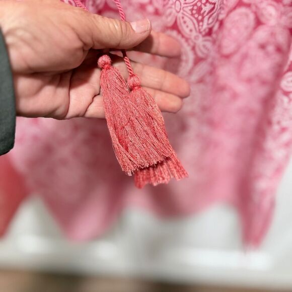 EVANS Women's Plus Size 14 Top Peasant pink geometric fabric tazos boho - Picture 9 of 14